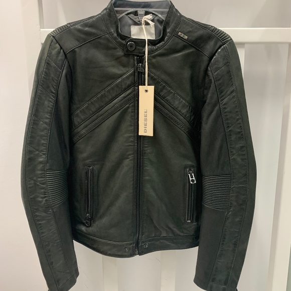 Diesel genuine 100% sheep leather jacket boys size m (10/12) black - Picture 1 of 9